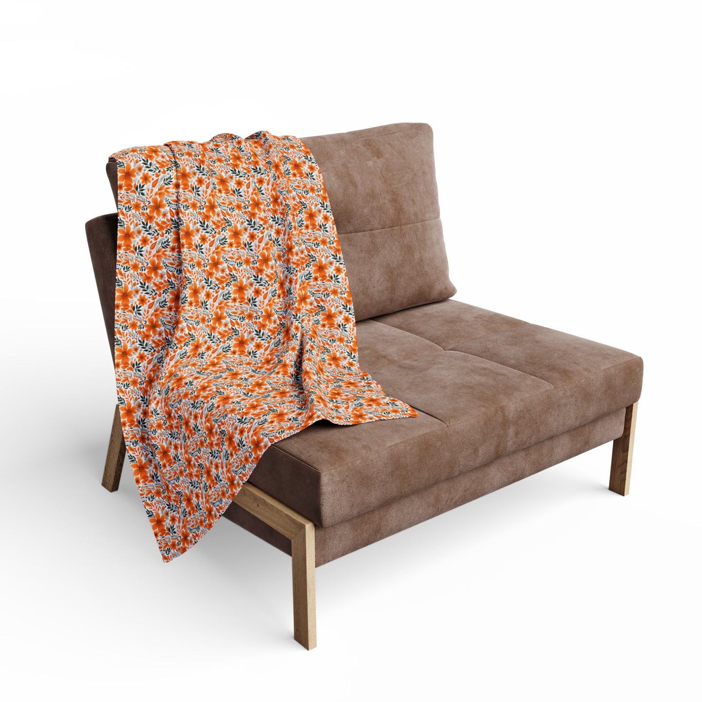 Wonderful Orange Floral Flower Summer Pattern Style Design Arctic Fleece Blanket