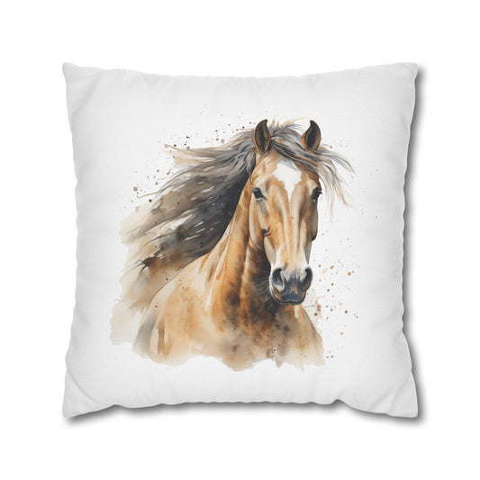 Horse Enthusiasts Collection - Beautiful "Paso Fino Horse" Majestic Watercolor Portrait- Spun Polyester Square Pillowcase / Cushion Cover