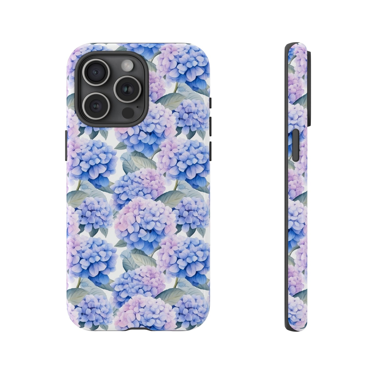 Gardening Lovers Collection - "Hydrangea (Hydrangea spp.)" Herbal Watercolor Plants Pattern - iPhone 15, iPhone 14 and iPhone 13 Phone Case