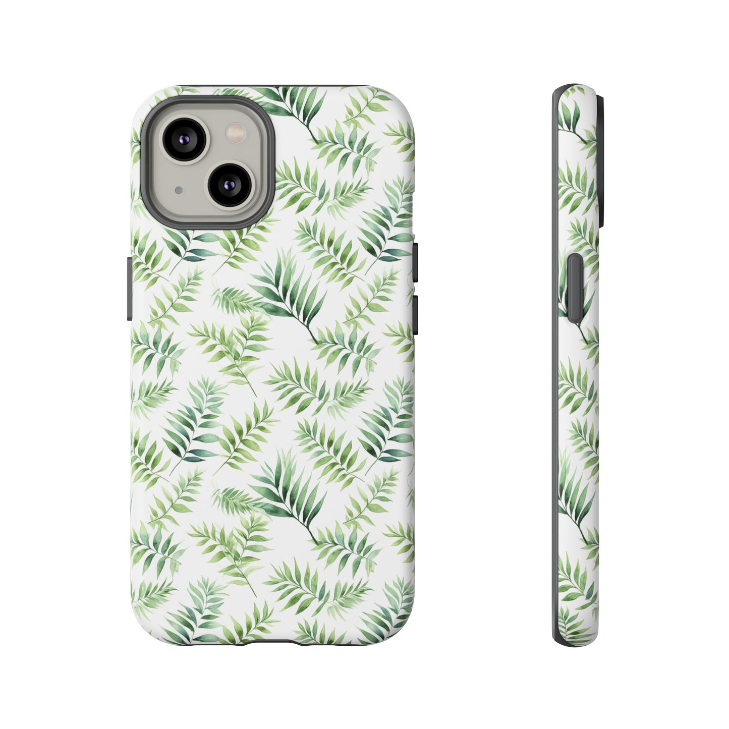 Gardening Collection - "Bamboo Palm (Chamaedorea seifrizii)" Herbal Watercolor Plants Pattern- iPhone 15, iPhone 14 and iPhone 13 Phone Case