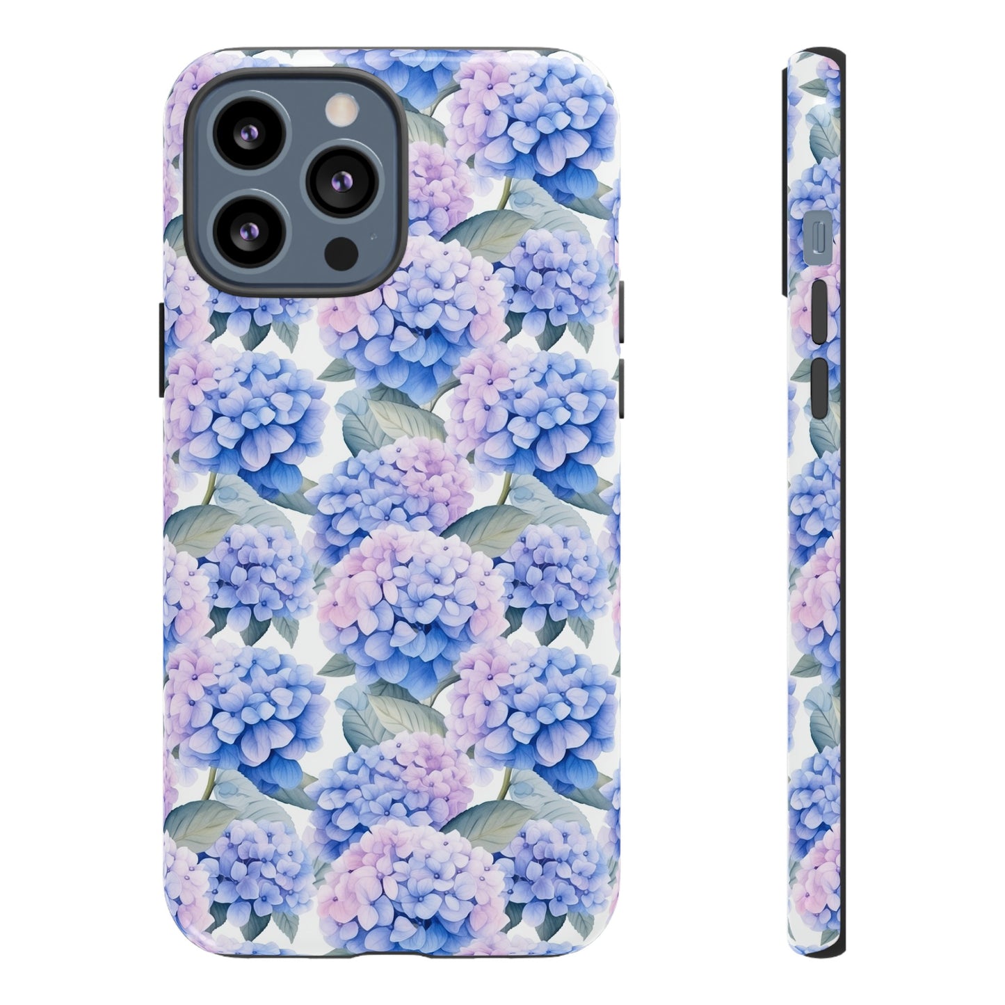 Gardening Lovers Collection - "Hydrangea (Hydrangea spp.)" Herbal Watercolor Plants Pattern - iPhone 15, iPhone 14 and iPhone 13 Phone Case