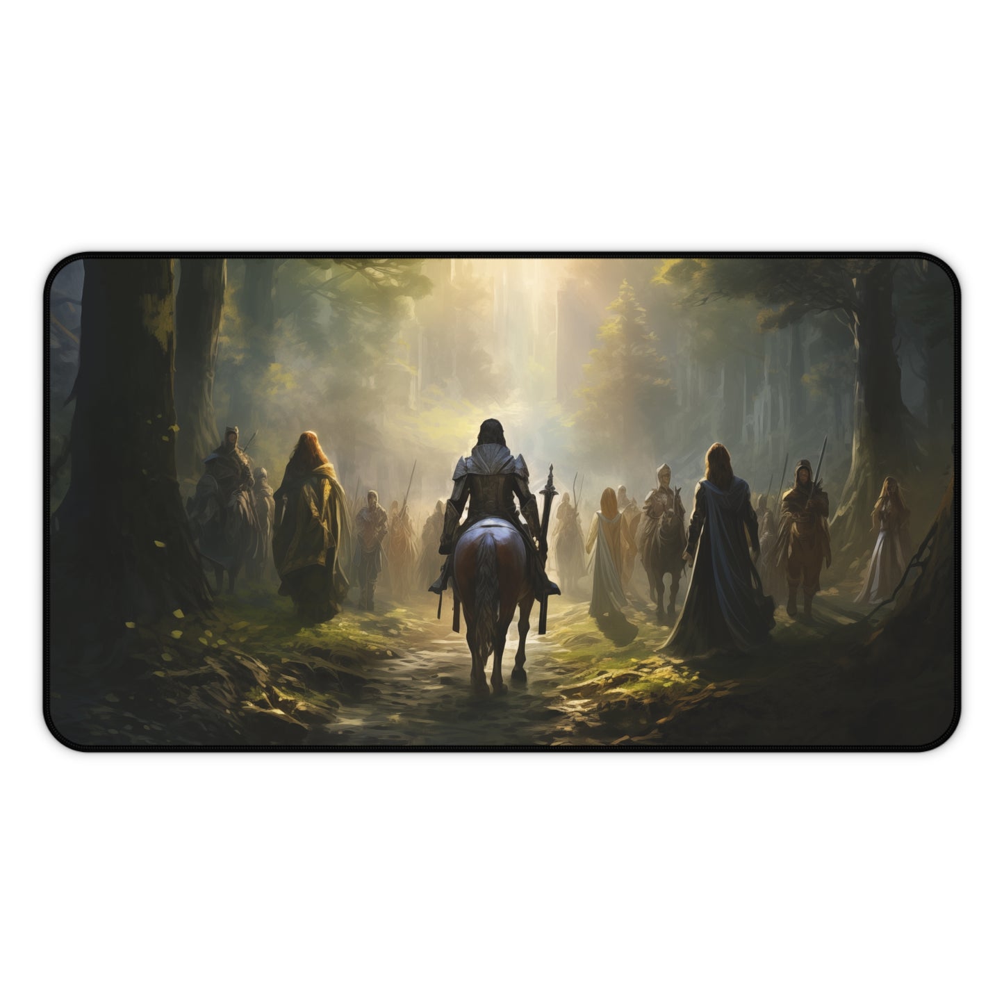 Epic Fantasy Friends Collection - "Elvish Council Gathering" Watercolor Art Work Design - Neoprene Gaming Desk Mat / Cover