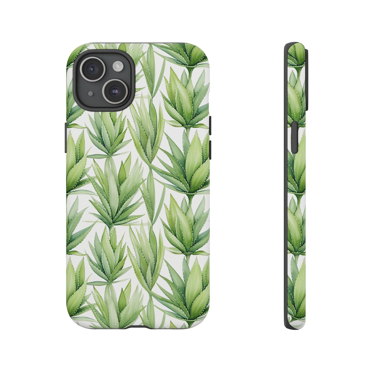 Gardening Collection - "Aloe Vera (Aloe Barbadensis)" Herbal Watercolor Plants Pattern -  iPhone 15, iPhone 14 and iPhone 13 Phone Case