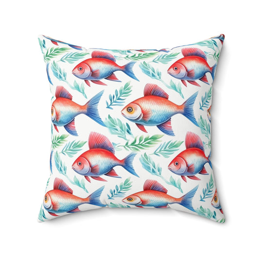 Fishing Enthusiasts Collection - Beautiful "Empereor Tetra" Elegant Watercolor Fish Pattern - Spun Polyester Square Pillow - Perfect Gift