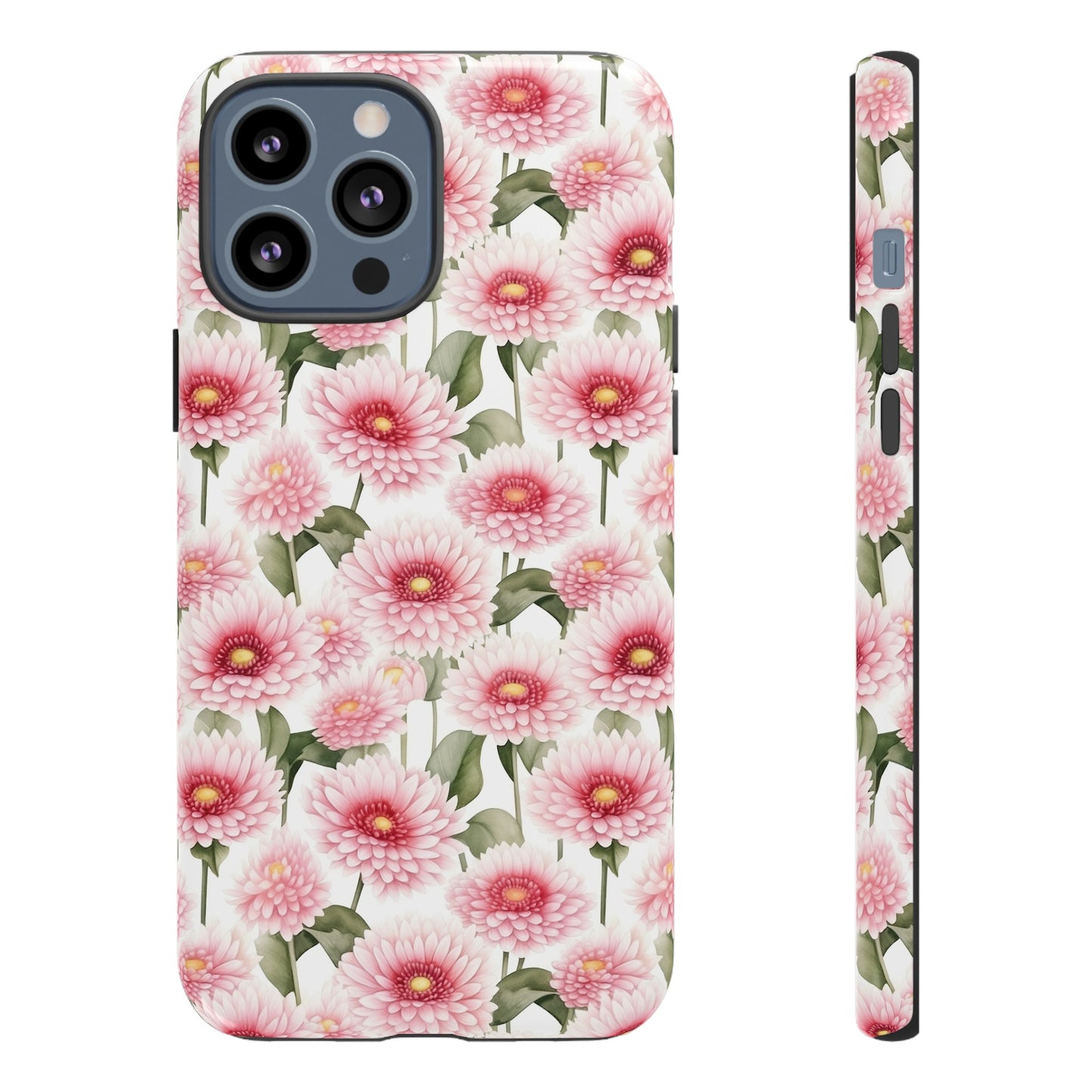 Gardening Lovers Collection - "Daisy (Bellis perennis)" Herbal Watercolor Plants Pattern -  iPhone 15, iPhone 14 and iPhone 13 Phone Case