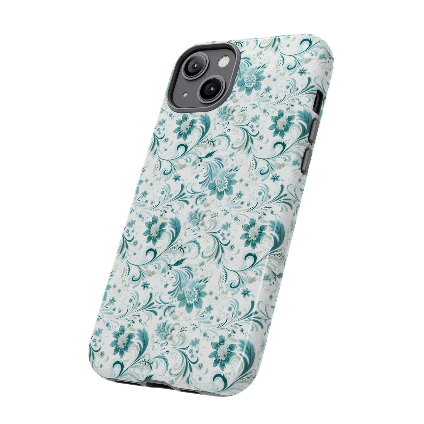 Beautiful Moss and Olive Green Floral Pattern Phone Case - Tough Cases for iPhone 15, iPhone 14 and iPhone 13