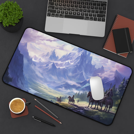 Epic Fantasy Friends Collection - "First Glance at Nebula Mountain" Watercolor Art Work Design - Neoprene Gaming Desk Mat / Cover