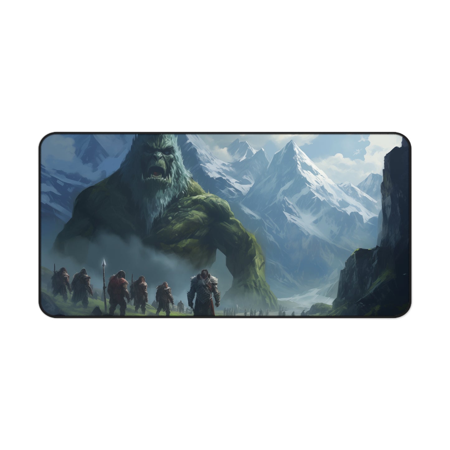 Epic Fantasy Friends Collection - "Waking a Mountain" Watercolor Art Work Design - Neoprene Gaming Desk Mat / Cover