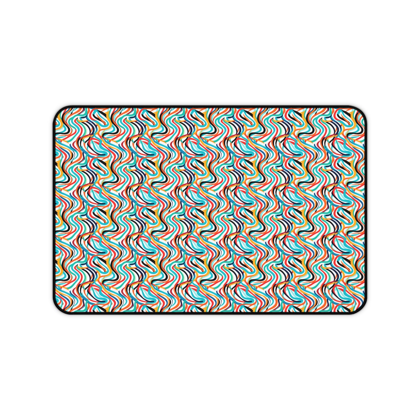 Colorful Artistic Round Rainbow Lines Pattern Desk Mat