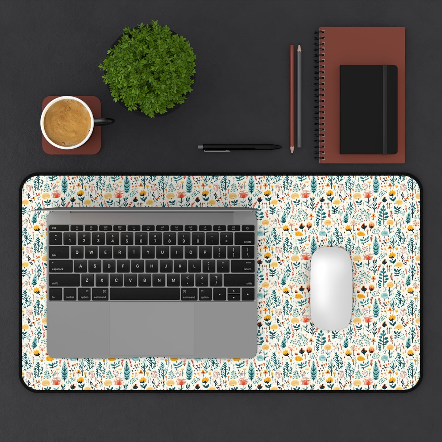 Calming Floral Pattern Desk Mat