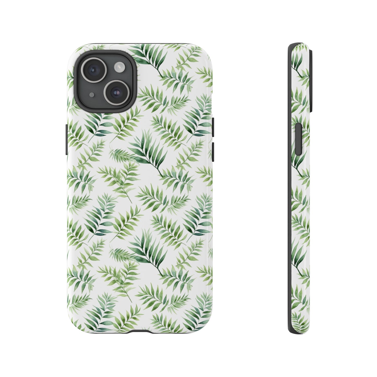 Gardening Collection - "Bamboo Palm (Chamaedorea seifrizii)" Herbal Watercolor Plants Pattern- iPhone 15, iPhone 14 and iPhone 13 Phone Case