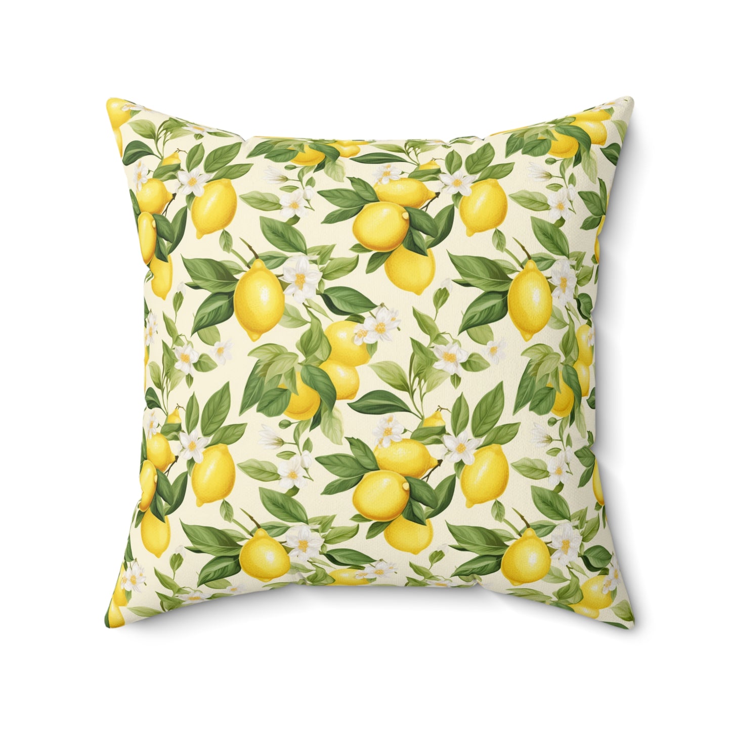 Gardening Lovers Collection - Classic Watercolor Summer Lemon Citrus Pattern Pillow - Spun Polyester Square Pillow