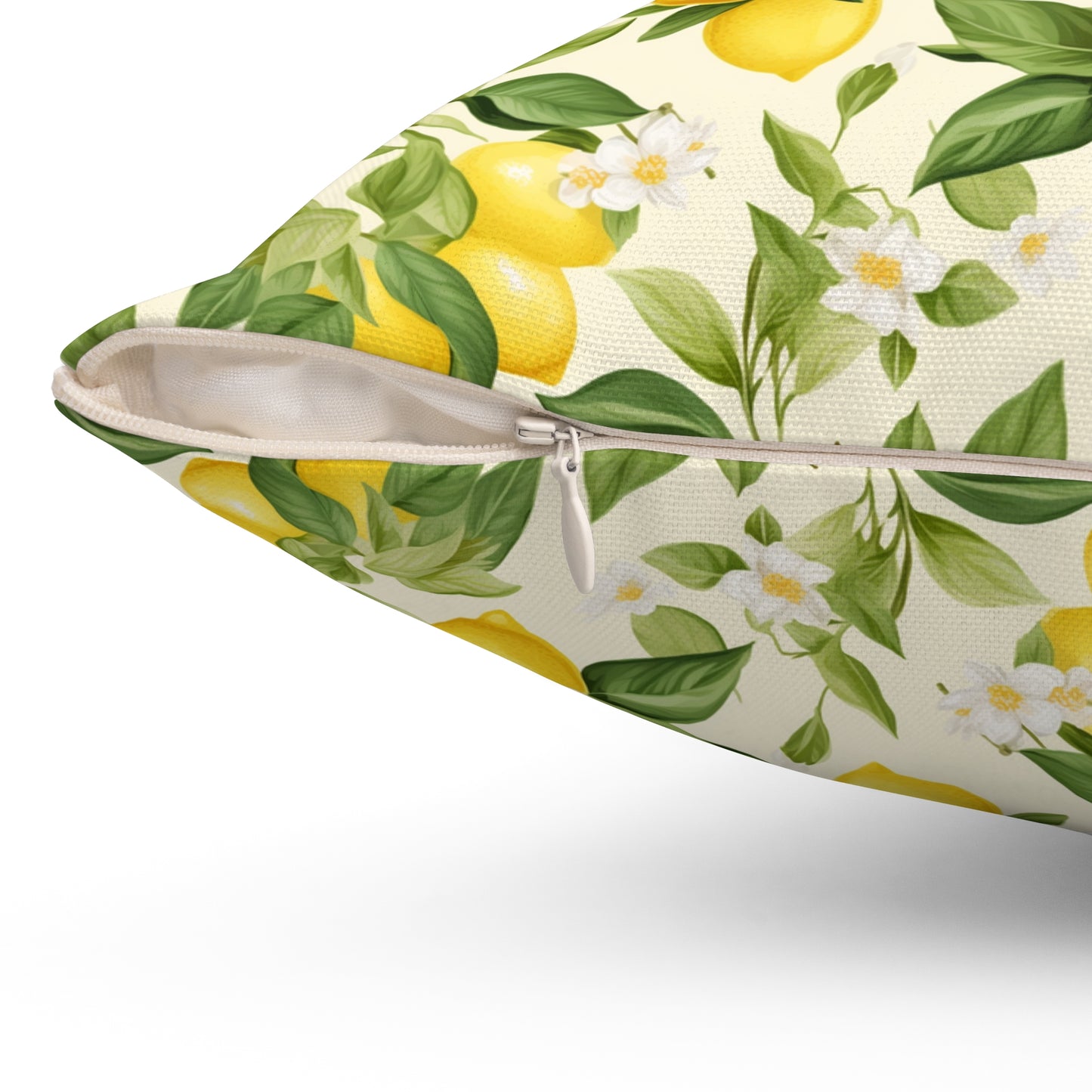 Gardening Lovers Collection - Classic Watercolor Summer Lemon Citrus Pattern Pillow - Spun Polyester Square Pillow