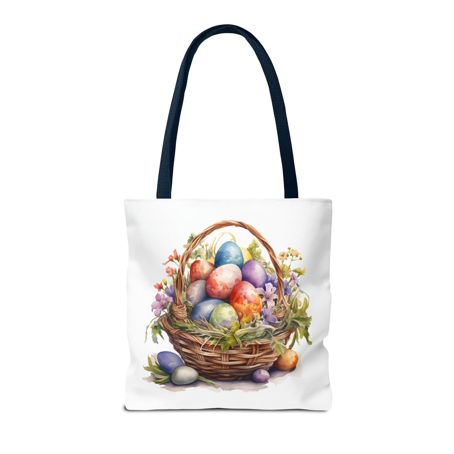 Happy Easter Basket / Egg Basket Watercolor Design Tote Bag