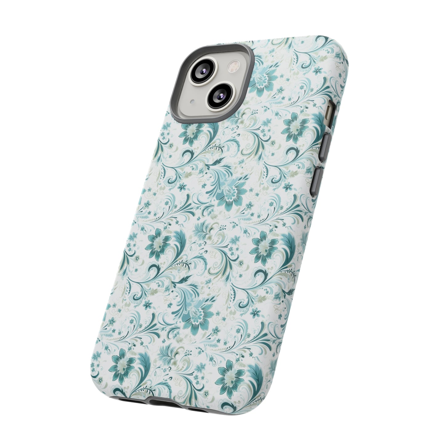 Beautiful Moss and Olive Green Floral Pattern Phone Case - Tough Cases for iPhone 15, iPhone 14 and iPhone 13