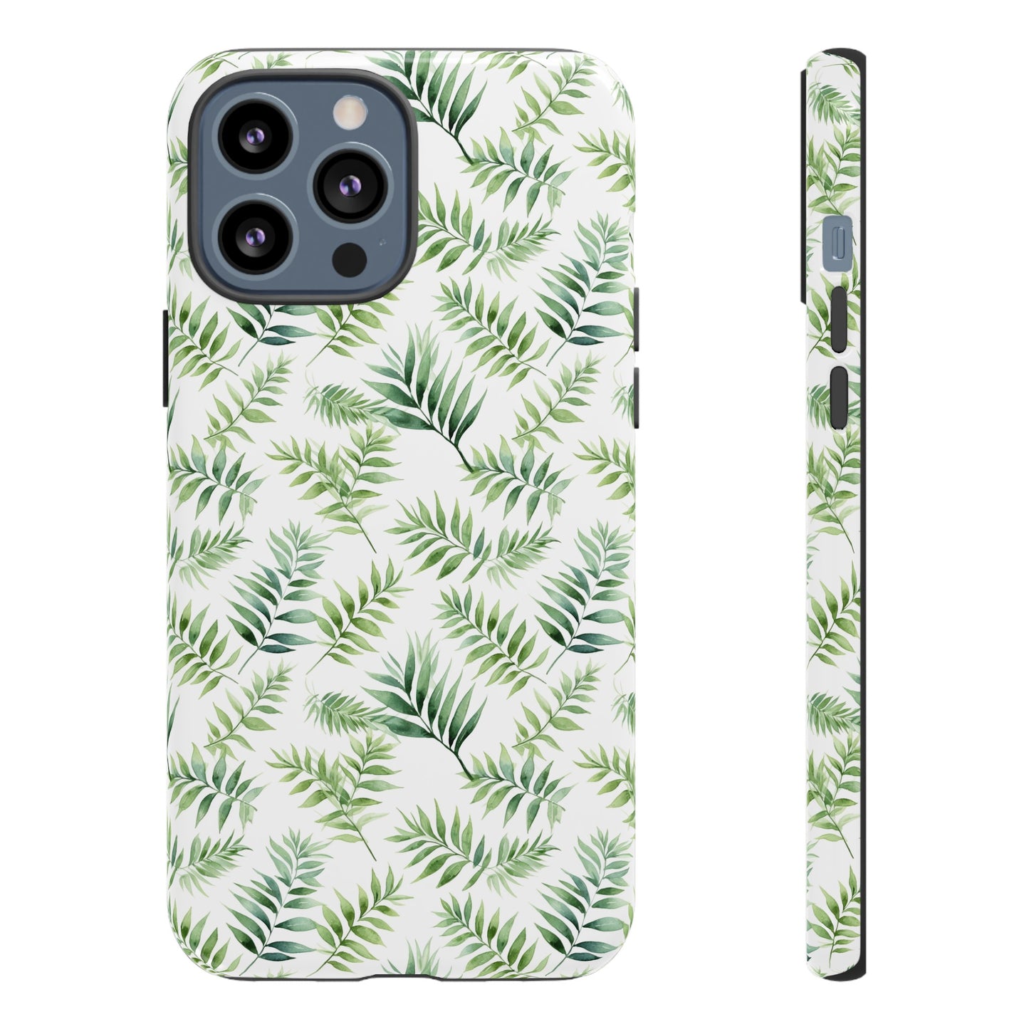 Gardening Collection - "Bamboo Palm (Chamaedorea seifrizii)" Herbal Watercolor Plants Pattern- iPhone 15, iPhone 14 and iPhone 13 Phone Case