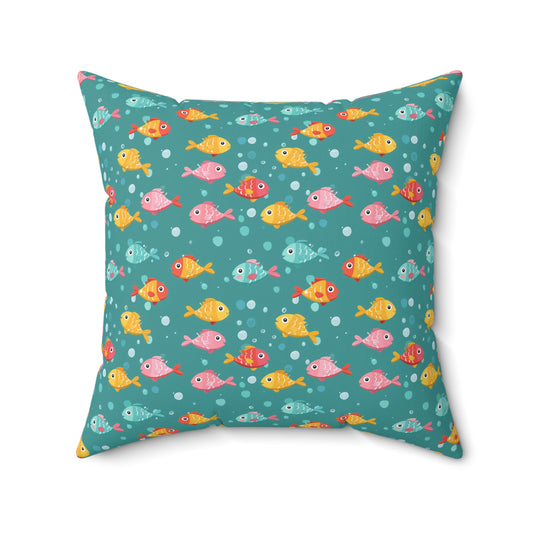 Cute Fish Pattern Pillow - Spun Polyester Square Pillow