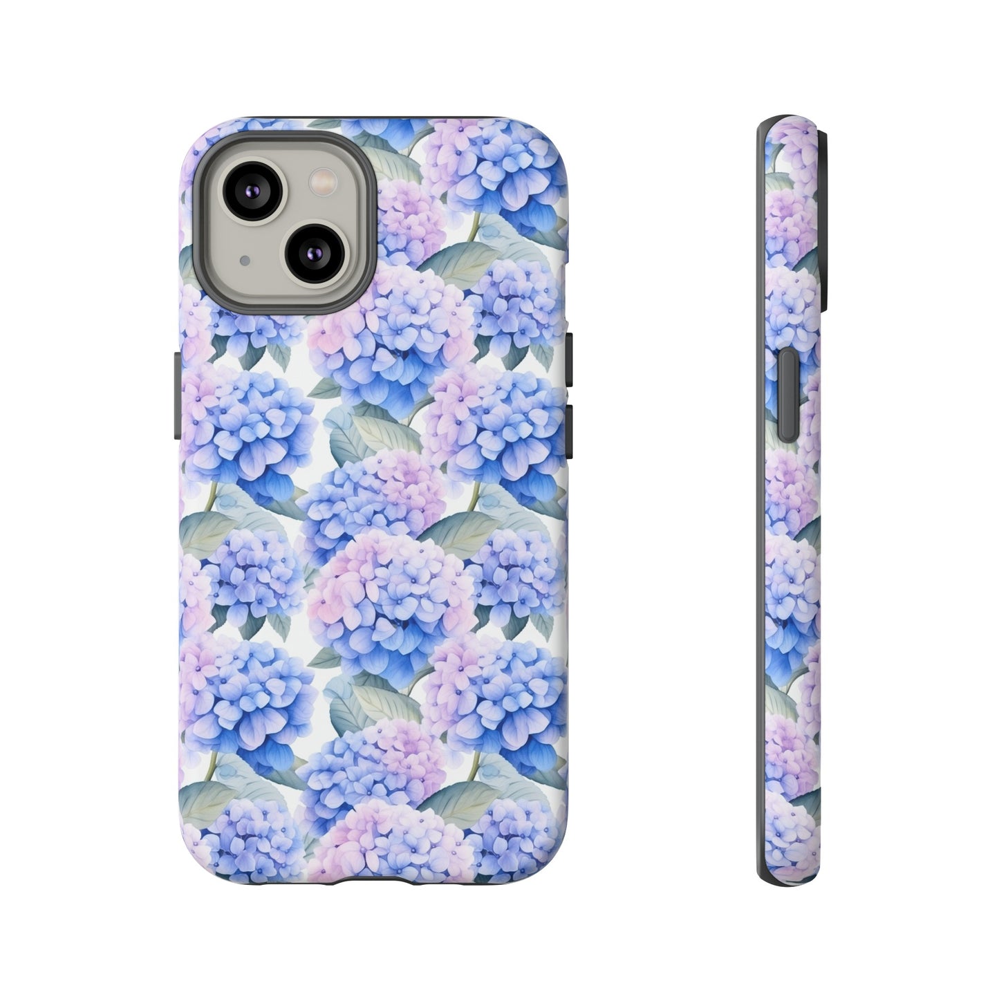 Gardening Lovers Collection - "Hydrangea (Hydrangea spp.)" Herbal Watercolor Plants Pattern - iPhone 15, iPhone 14 and iPhone 13 Phone Case