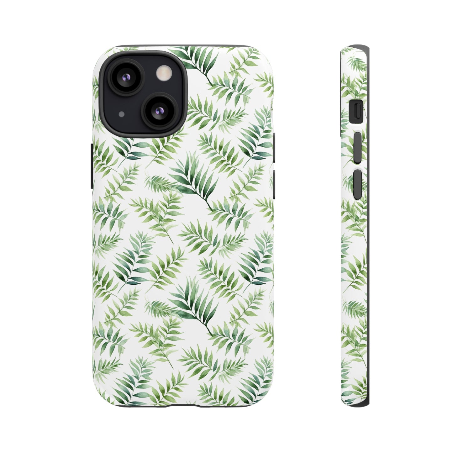 Gardening Collection - "Bamboo Palm (Chamaedorea seifrizii)" Herbal Watercolor Plants Pattern- iPhone 15, iPhone 14 and iPhone 13 Phone Case