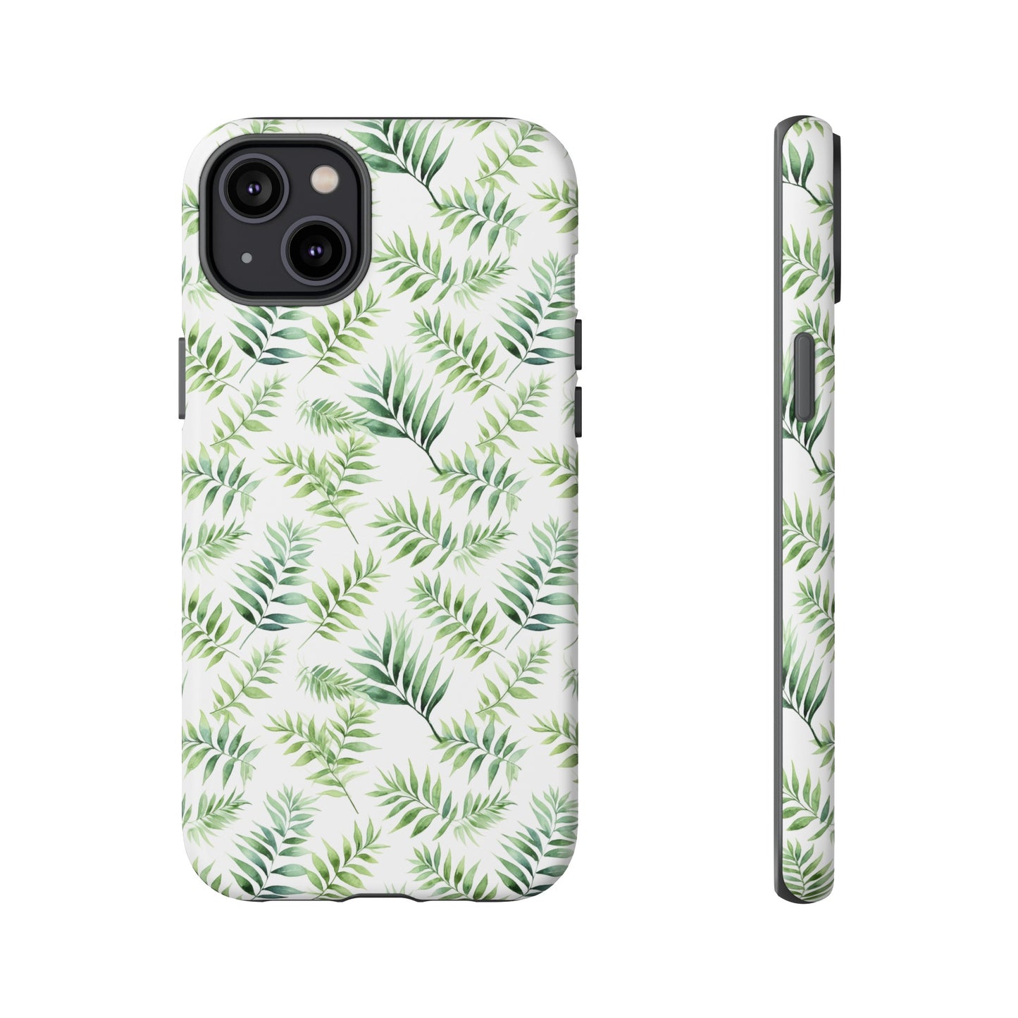 Gardening Collection - "Bamboo Palm (Chamaedorea seifrizii)" Herbal Watercolor Plants Pattern- iPhone 15, iPhone 14 and iPhone 13 Phone Case