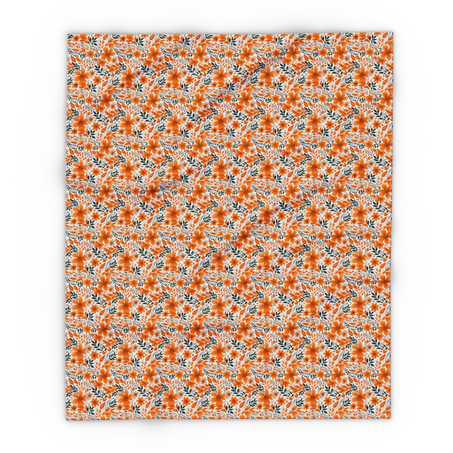 Wonderful Orange Floral Flower Summer Pattern Style Design Arctic Fleece Blanket