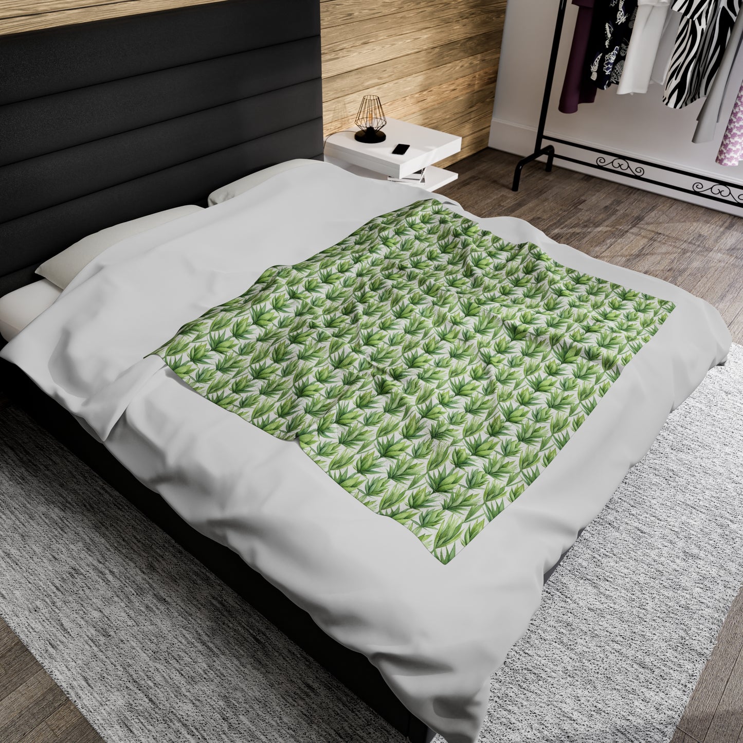 Gardening Lovers Collection - "Aloe Vera (Aloe Barbadensis)" Herbal Garden Watercolor Plants Pattern Blanket-Velveteen Plush  - Perfect Gift