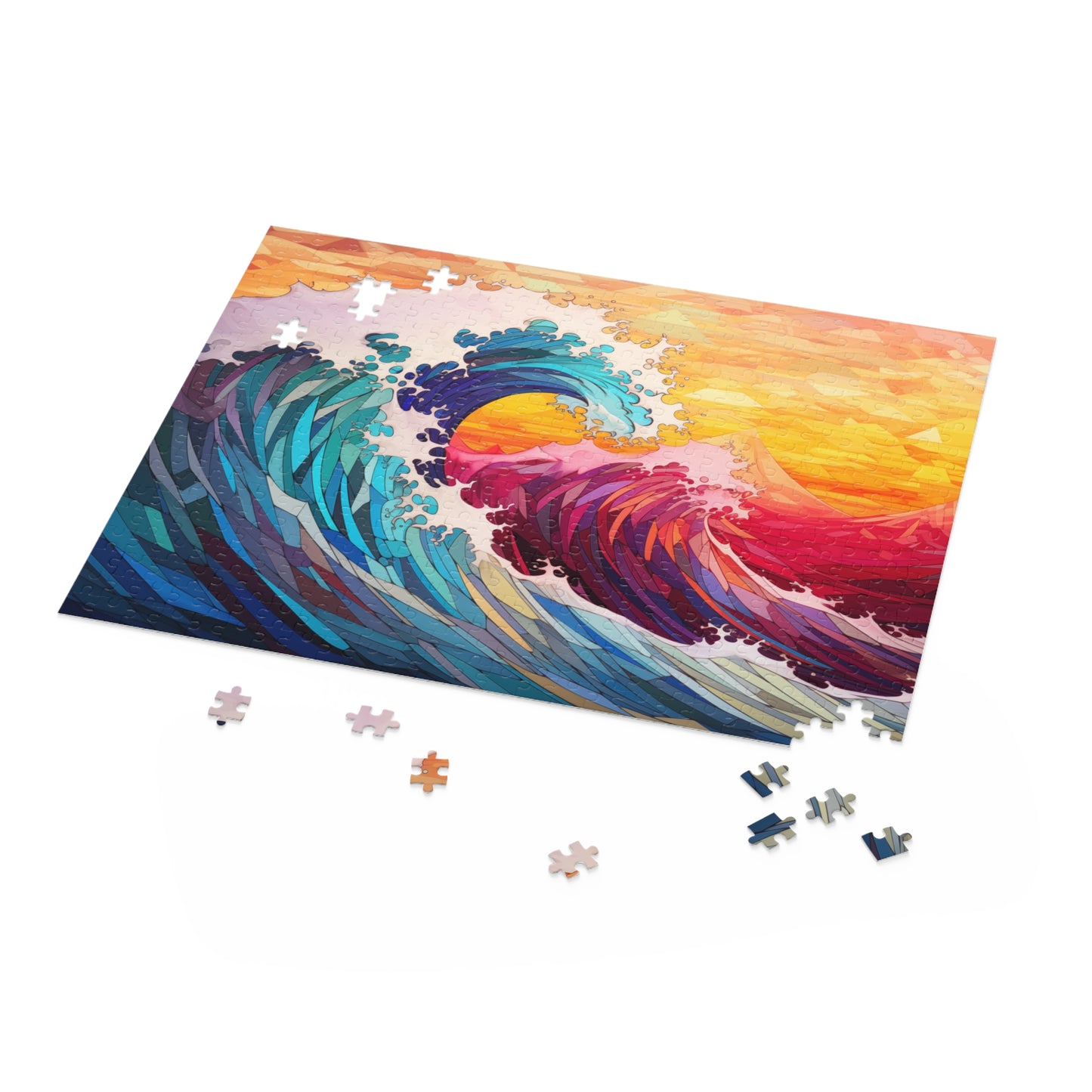 Calming Wave Polygon Style  Puzzle - Jigsaw Puzzle (120, 252, 500-Piece)