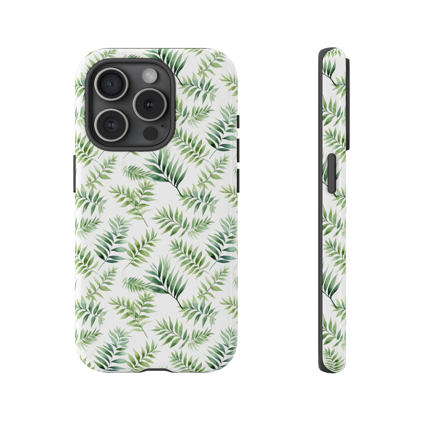 Gardening Collection - "Bamboo Palm (Chamaedorea seifrizii)" Herbal Watercolor Plants Pattern- iPhone 15, iPhone 14 and iPhone 13 Phone Case