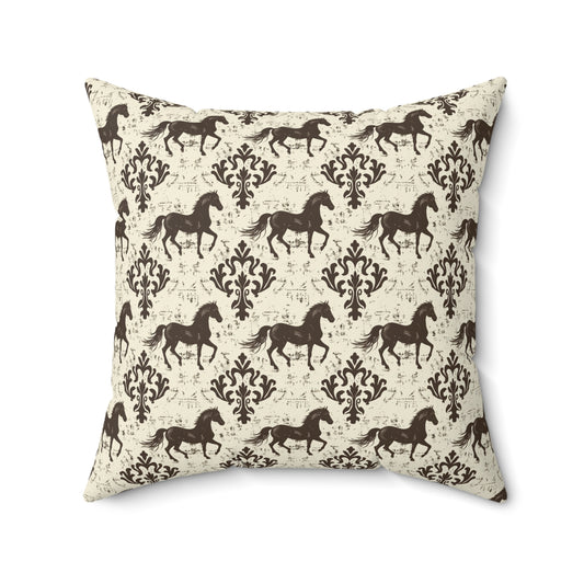 Majestic Horse Pattern Pillow - Spun Polyester Square Pillow