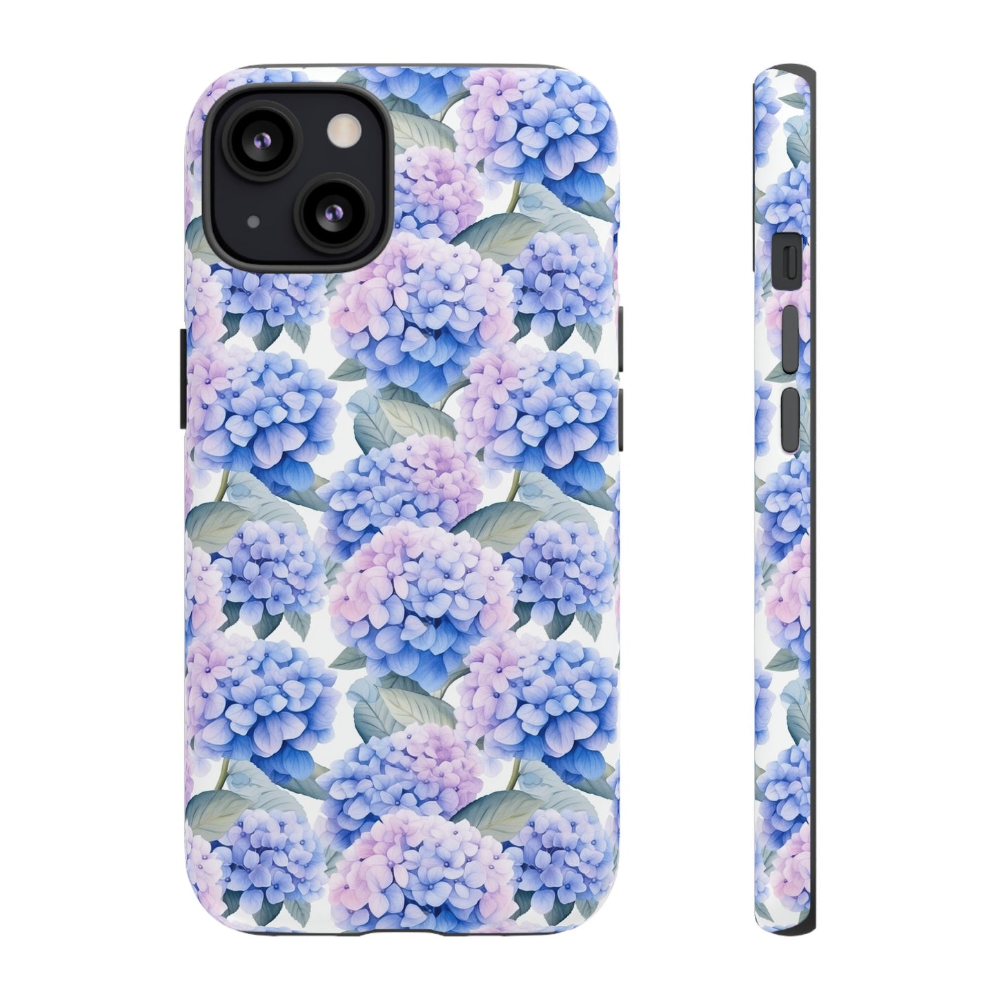 Gardening Lovers Collection - "Hydrangea (Hydrangea spp.)" Herbal Watercolor Plants Pattern - iPhone 15, iPhone 14 and iPhone 13 Phone Case