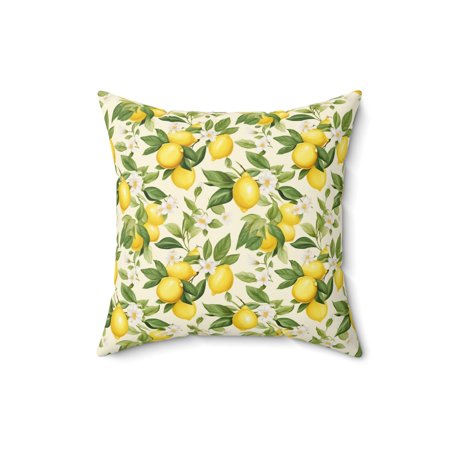 Gardening Lovers Collection - Classic Watercolor Summer Lemon Citrus Pattern Pillow - Spun Polyester Square Pillow