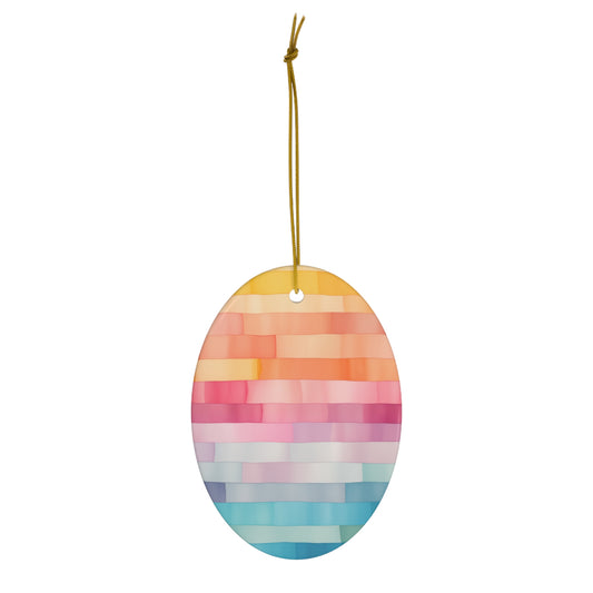 Happy Easter Egg Scattered Rainbow Watercolor Design Ceramic Ornament, 1-Pack