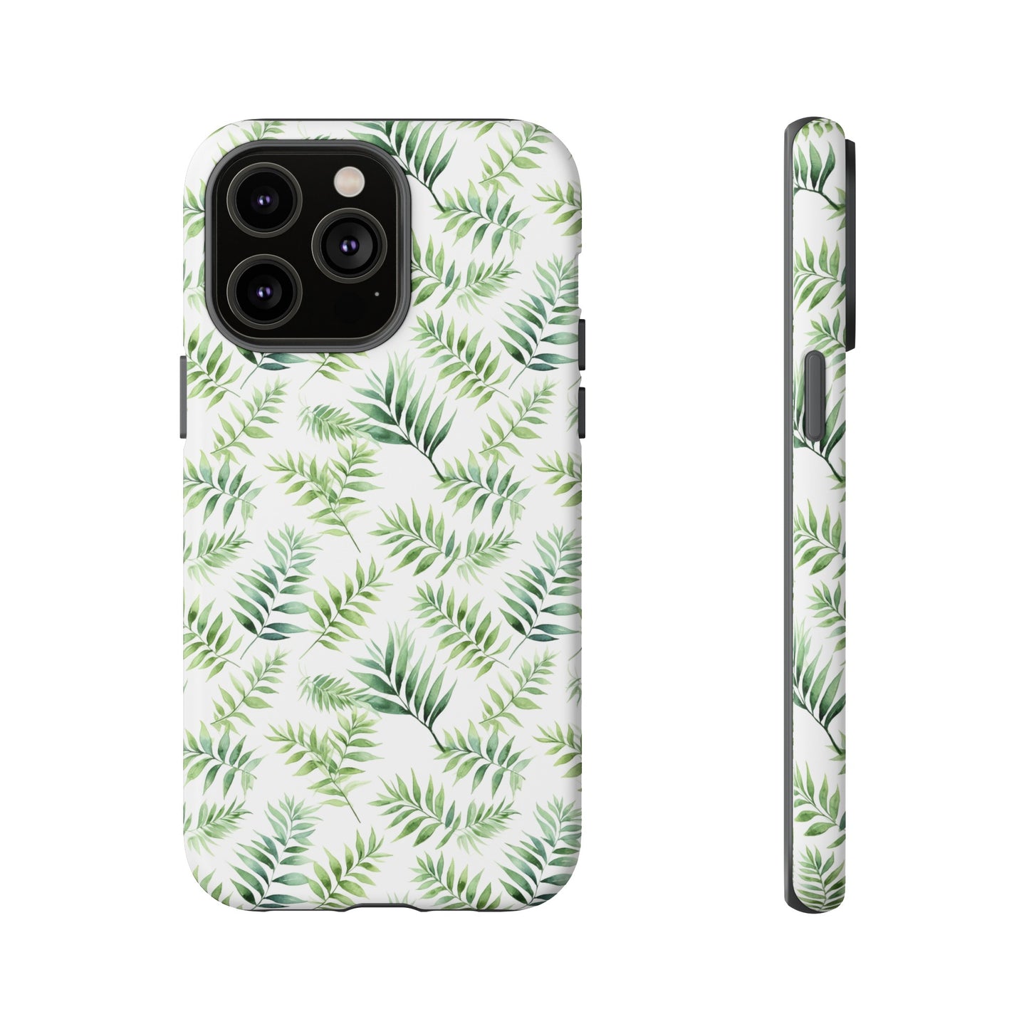 Gardening Collection - "Bamboo Palm (Chamaedorea seifrizii)" Herbal Watercolor Plants Pattern- iPhone 15, iPhone 14 and iPhone 13 Phone Case