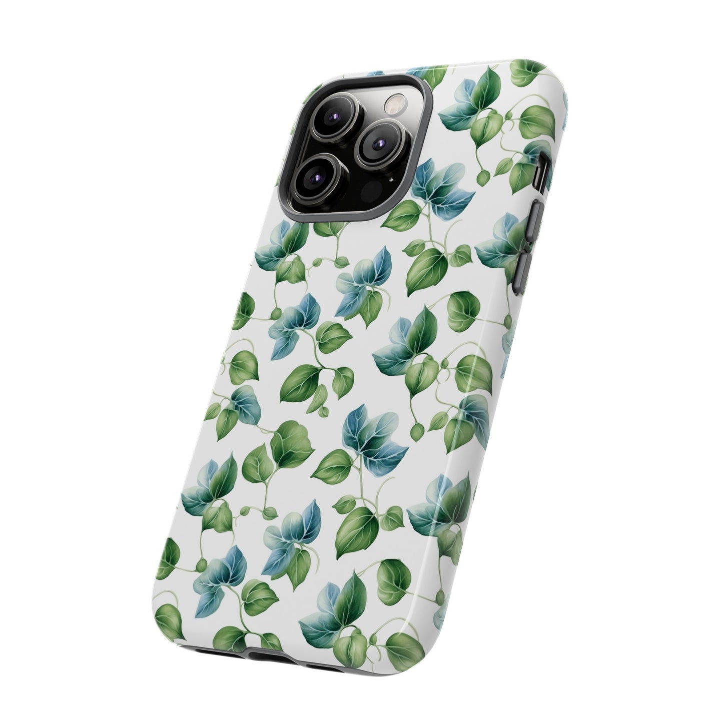 Gardening Lovers Collection - "English Ivy (Hedera helix)" Herbal Watercolor Plants Pattern - iPhone 15, iPhone 14 and iPhone 13 Phone Case