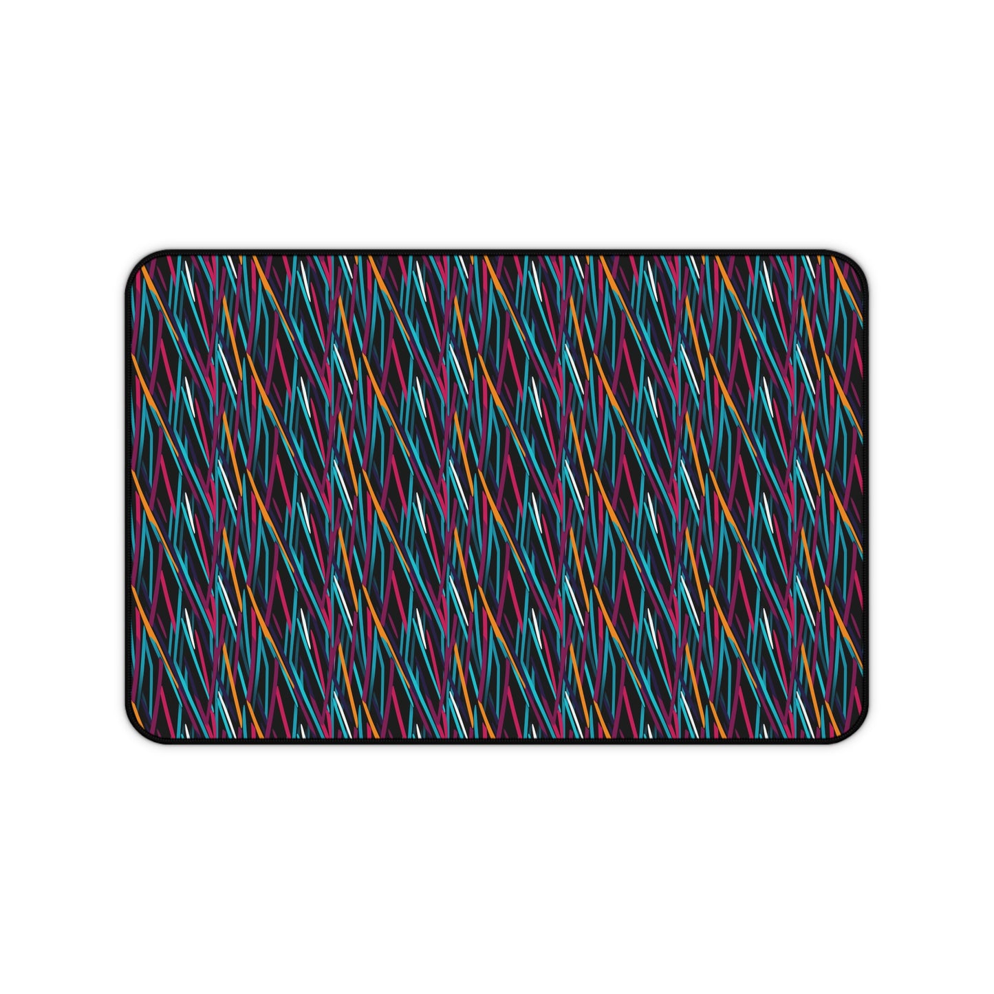 Colorful Artistic Stright Yellow Purple Blue Lines Pattern Desk Mat