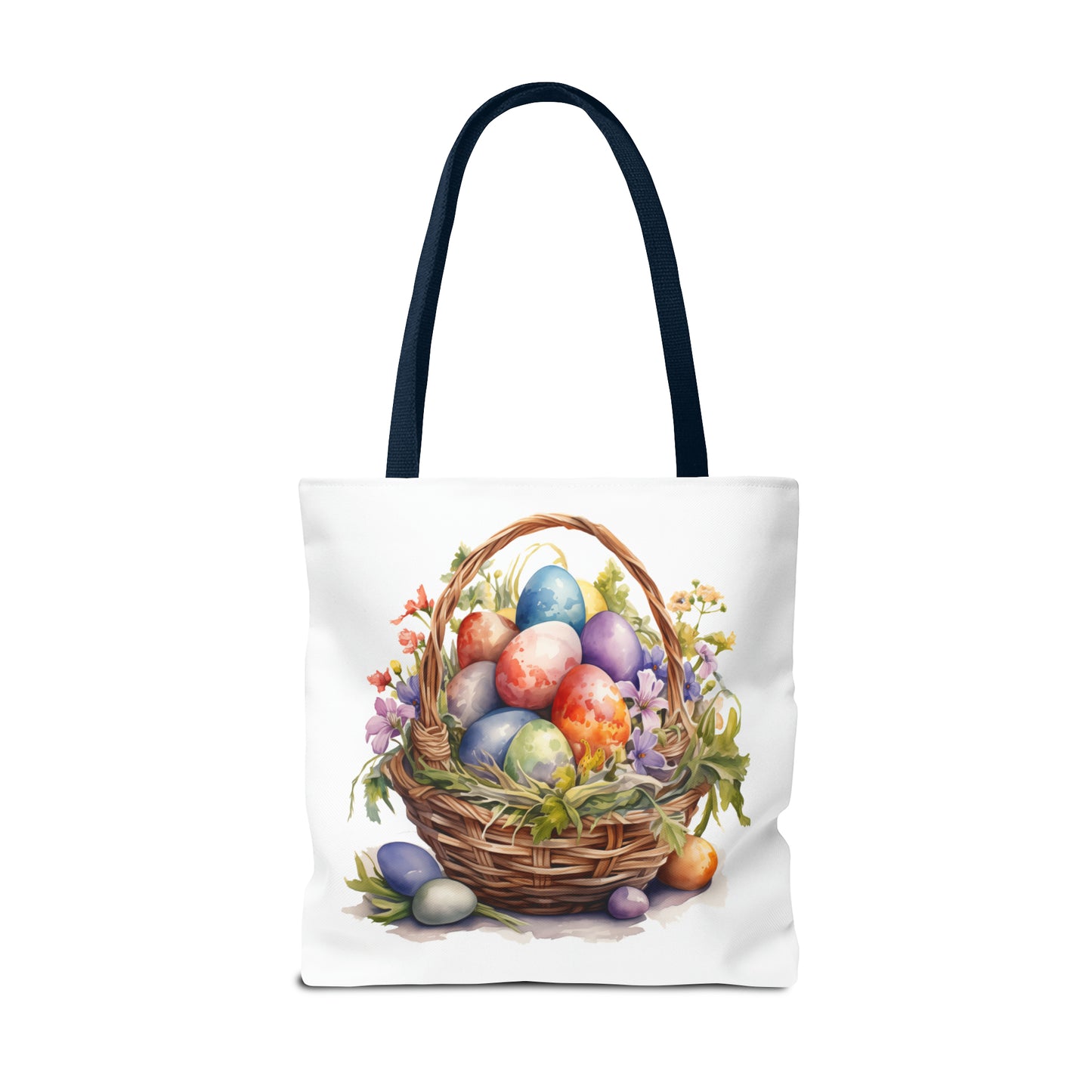 Happy Easter Basket / Egg Basket Watercolor Design Tote Bag