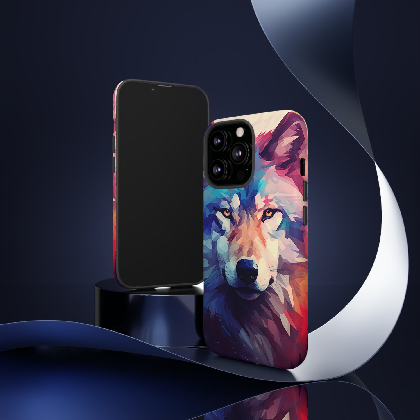 Majestic Wolf Polygon Style Phone Case / Beautiful Color Case - Tough Cases for iPhone 15, iPhone 14 and iPhone 13