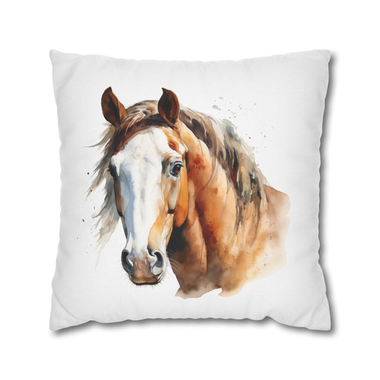 Horse Enthusiasts Collection - Beautiful "American Paint Horse" Majestic Watercolor Portrait- Spun Polyester Square Pillowcase/Cushion Cover