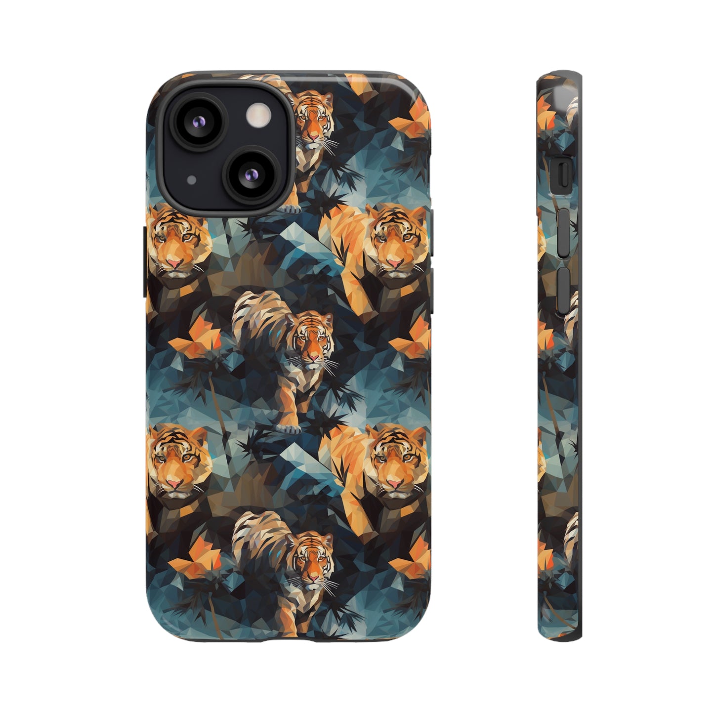 Sneaking Tiger Grey Polygonized Style Phone Case  - Tough Cases for iPhone 15, iPhone 14 and iPhone 13