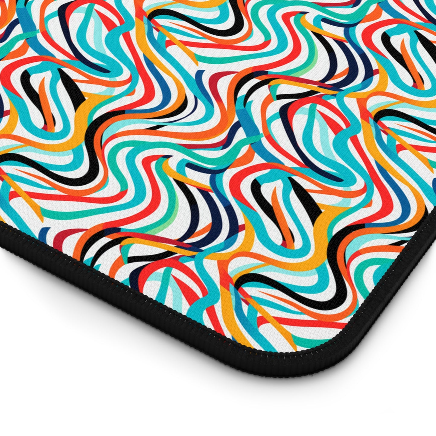 Colorful Artistic Round Rainbow Lines Pattern Desk Mat