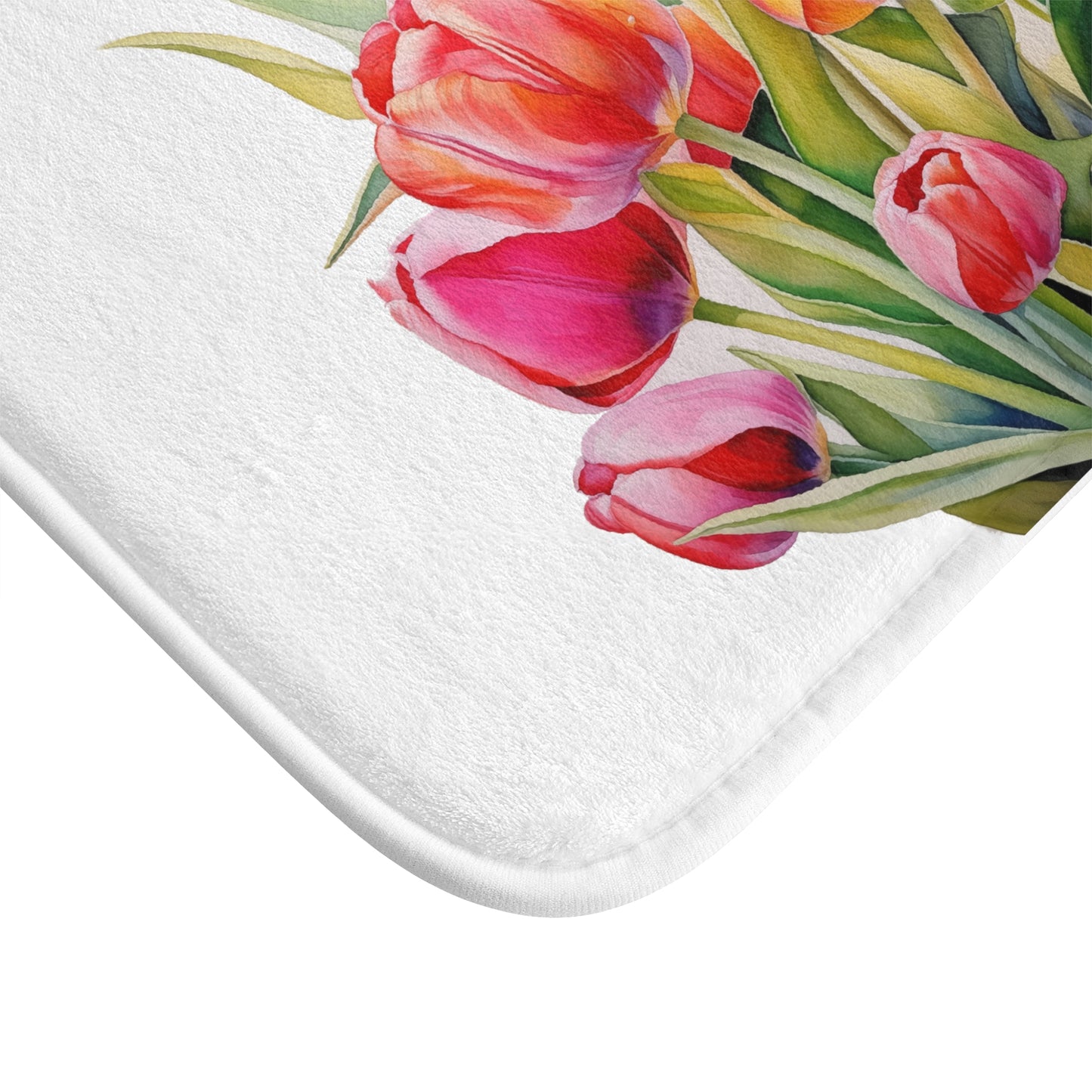 Beautiful Watercolor Style Tulip Bath Mat