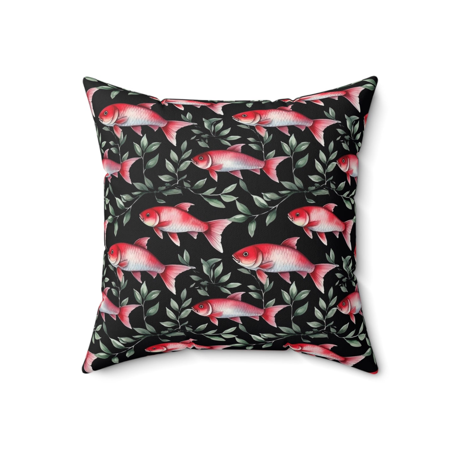 Fishing Enthusiasts Collection - Beautiful "Cherry Barb" Elegant Watercolor Fish Pattern - Spun Polyester Square Pillow - Perfect Gift