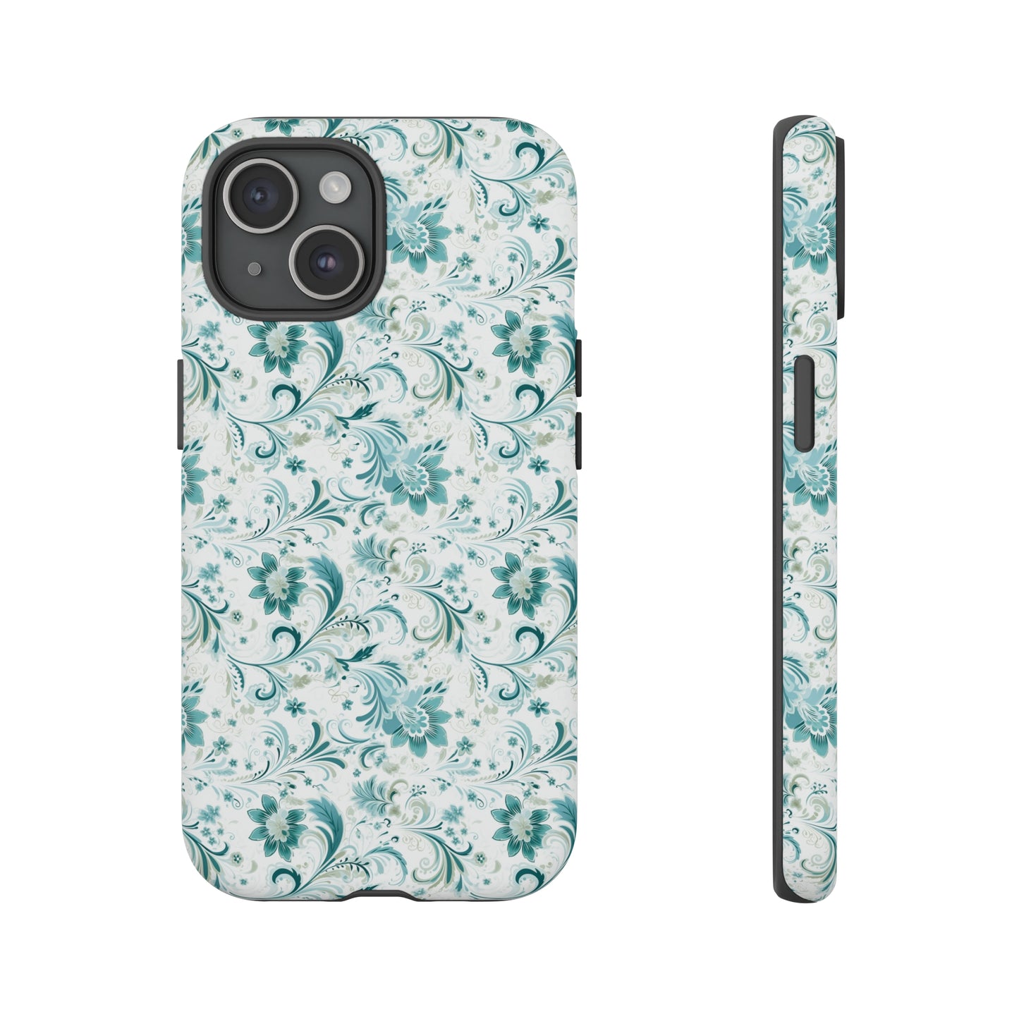 Beautiful Moss and Olive Green Floral Pattern Phone Case - Tough Cases for iPhone 15, iPhone 14 and iPhone 13