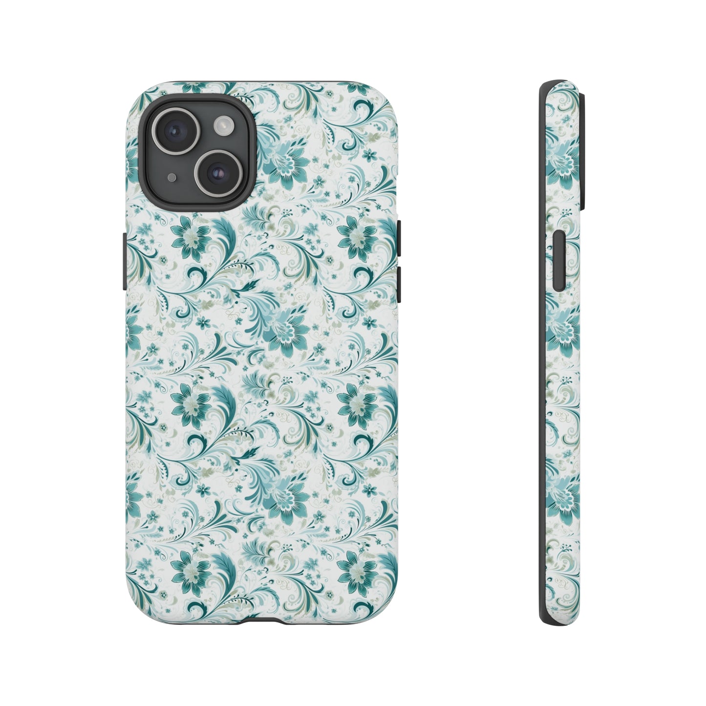 Beautiful Moss and Olive Green Floral Pattern Phone Case - Tough Cases for iPhone 15, iPhone 14 and iPhone 13