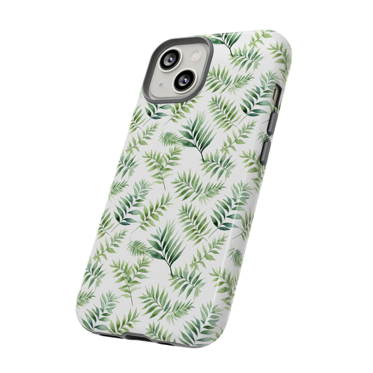 Gardening Collection - "Bamboo Palm (Chamaedorea seifrizii)" Herbal Watercolor Plants Pattern- iPhone 15, iPhone 14 and iPhone 13 Phone Case