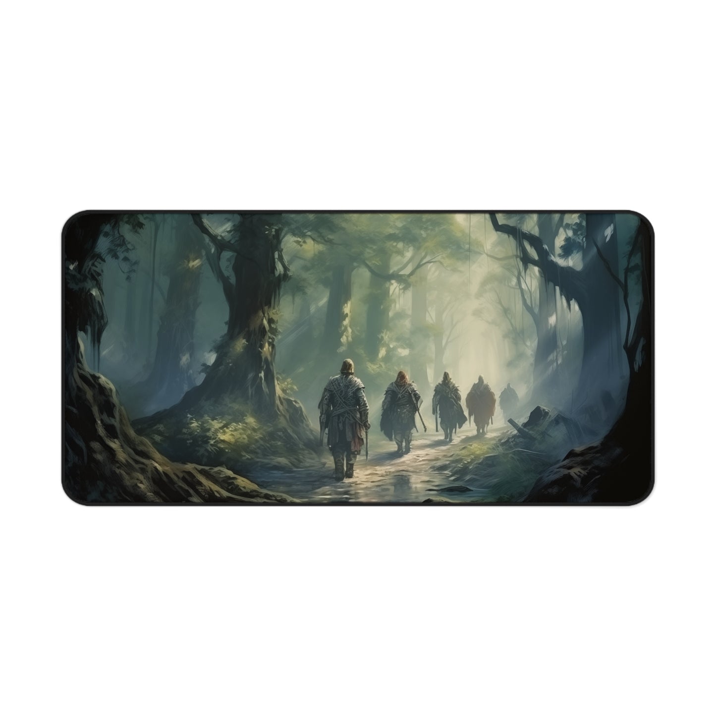 Epic Fantasy Friends Collection - "Entering the Misty Forest" Watercolor Art Work Design - Neoprene Gaming Desk Mat / Cover