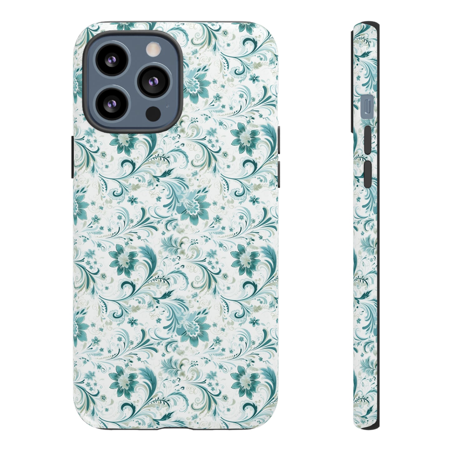 Beautiful Moss and Olive Green Floral Pattern Phone Case - Tough Cases for iPhone 15, iPhone 14 and iPhone 13