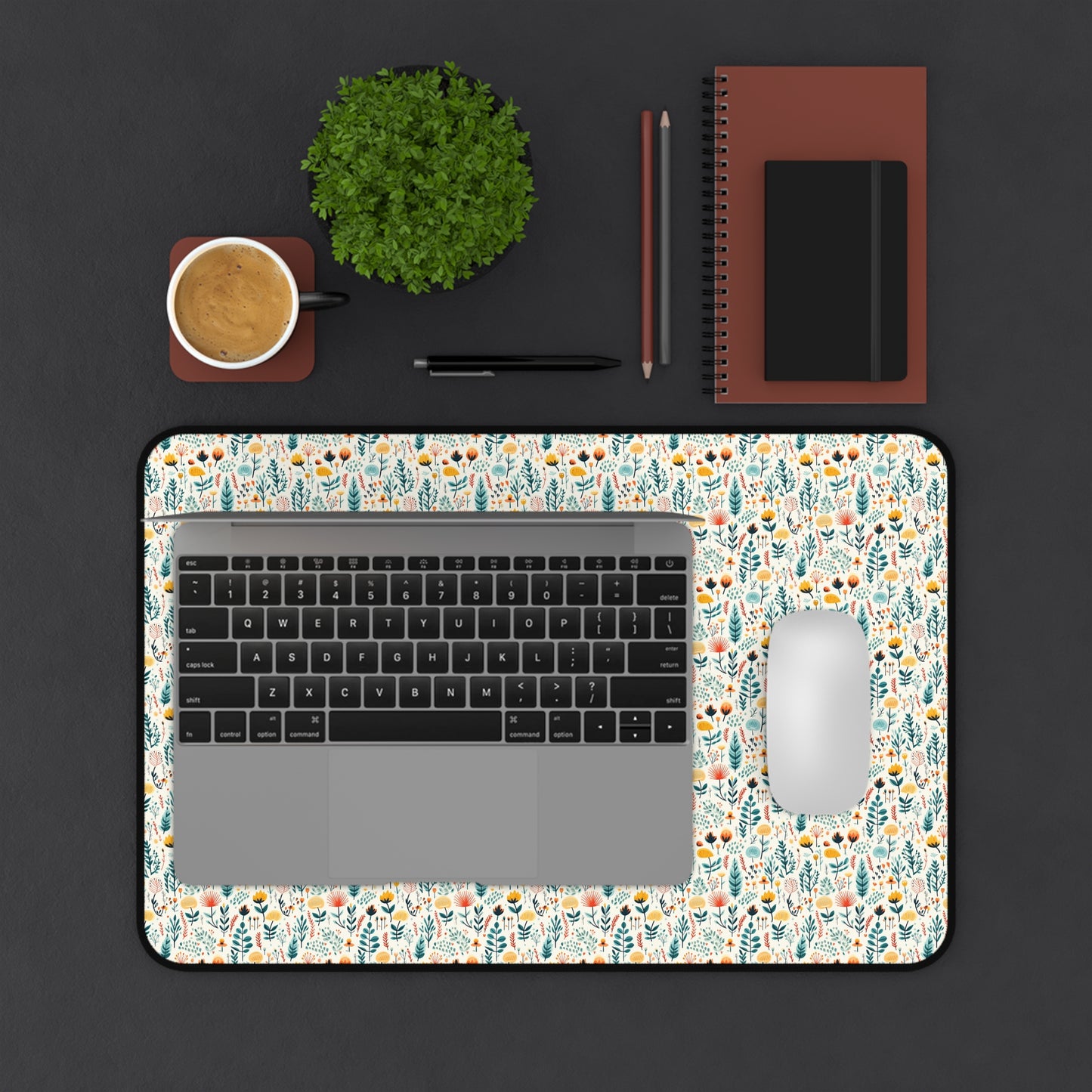 Calming Floral Pattern Desk Mat