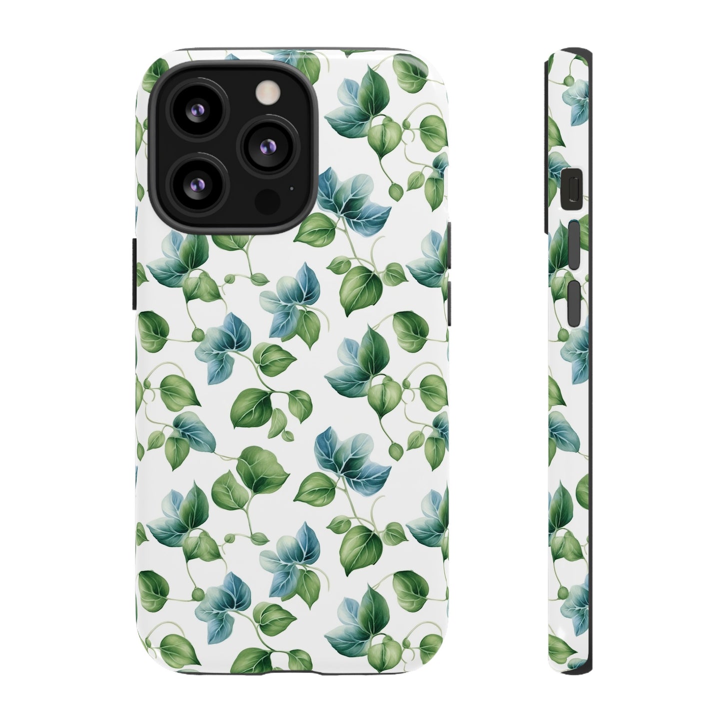 Gardening Lovers Collection - "English Ivy (Hedera helix)" Herbal Watercolor Plants Pattern - iPhone 15, iPhone 14 and iPhone 13 Phone Case