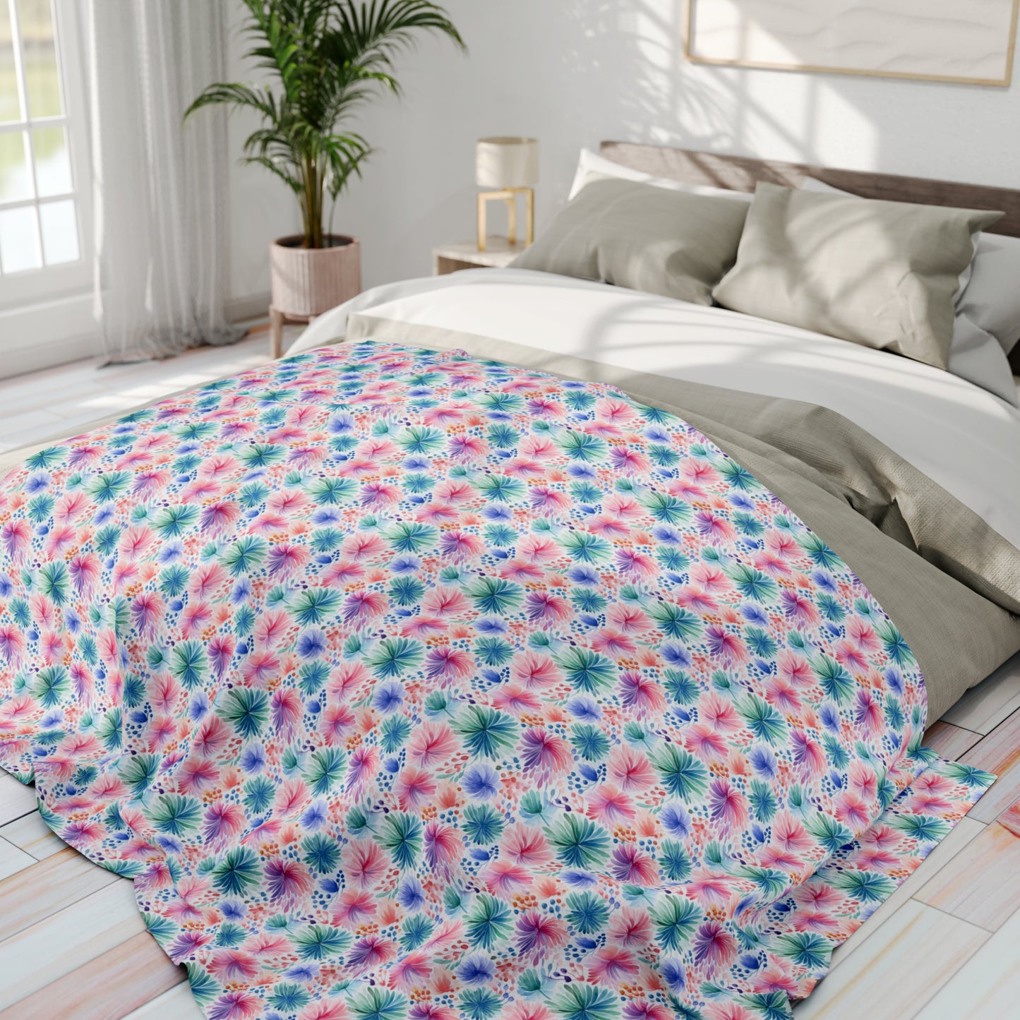 Beautiful Watercolor Floral Pattern Design Arctic Fleece Blanket